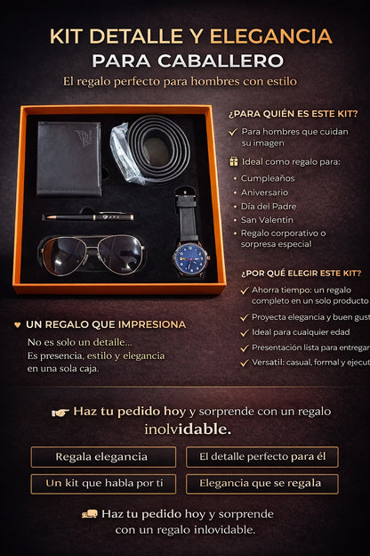 KIT DETALLE Y ELEGANCIA PARA CABALLEROS 5 PCS